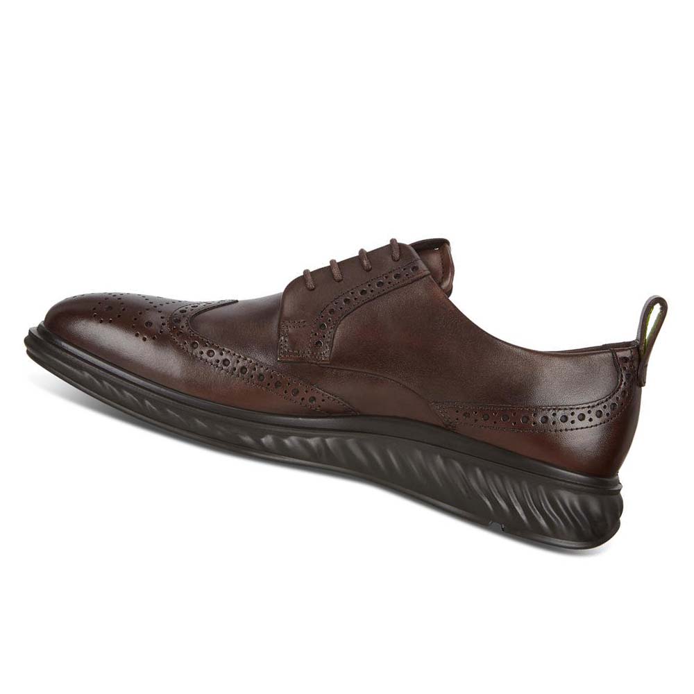 Men's Ecco St.1 Hybrid Lite Wingtip Brogue Dress Shoes Brown | Canada 530EBC